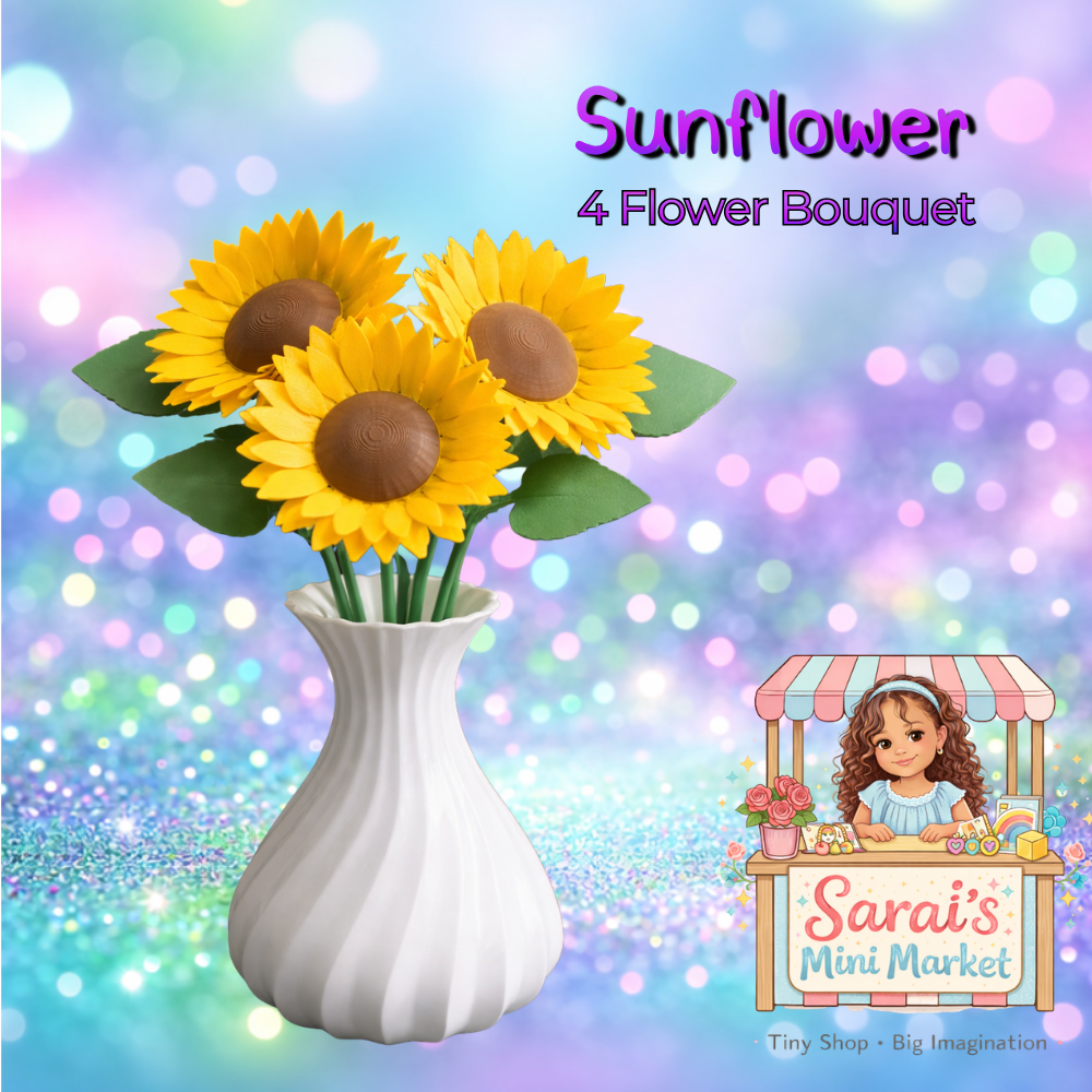 Sunflower Bouquet – 4 Sunflowers in Decorative Vase