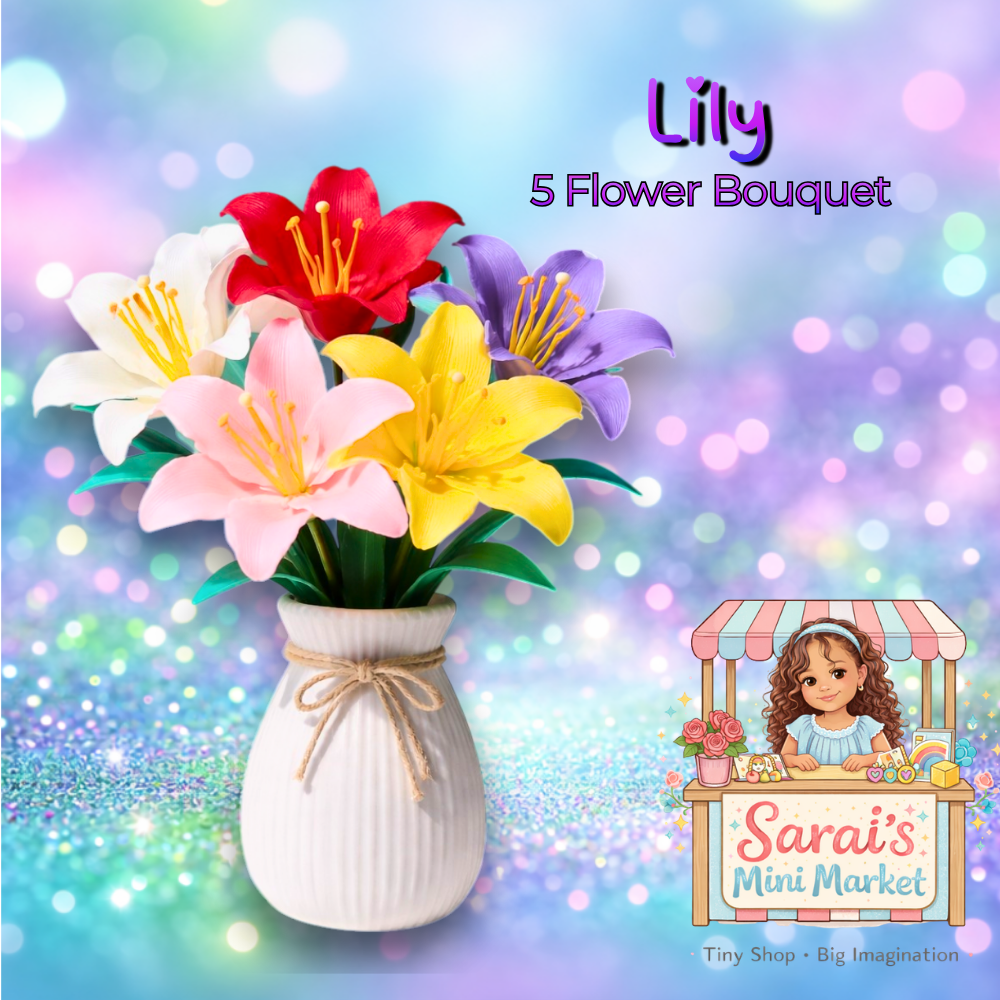 Lily Bouquet – 5 Lilies in Decorative Vase