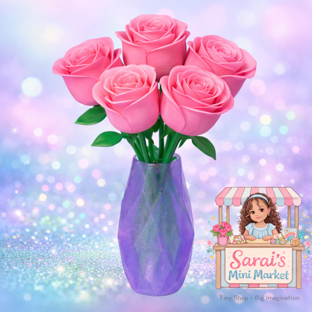 Rose Bouquet – 5 Forever Roses in Decorative Vase