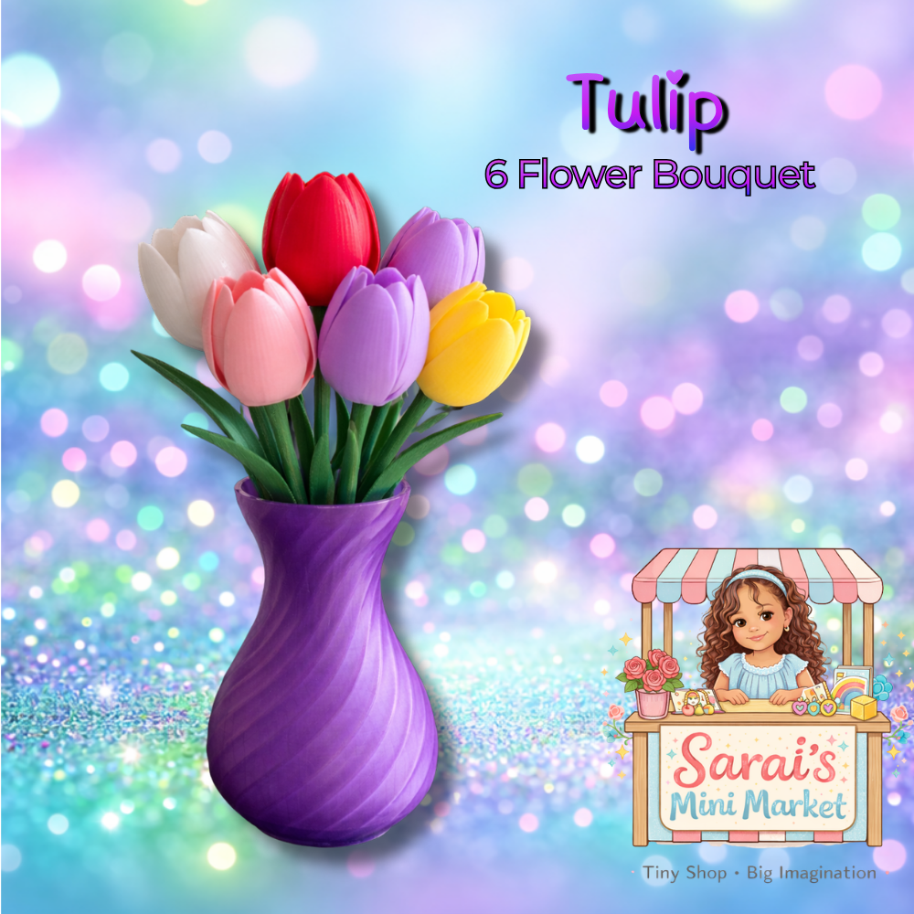 Tulip Bouquet – 6 Forever Tulips in Decorative Vase