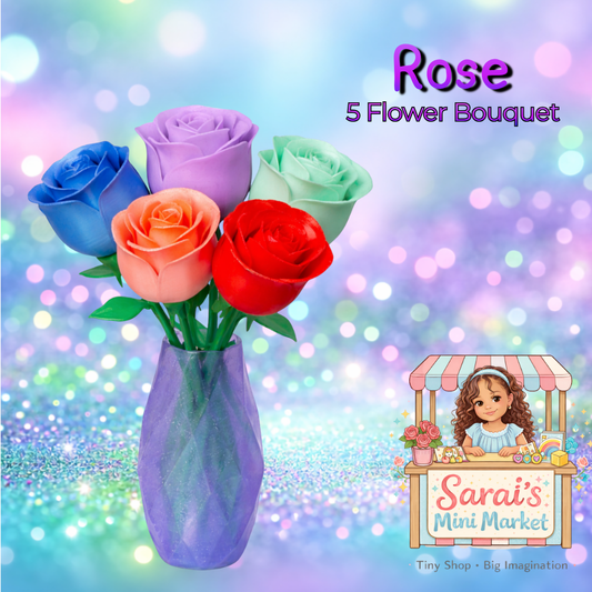 Rose Bouquet – 5 Forever Roses in Decorative Vase